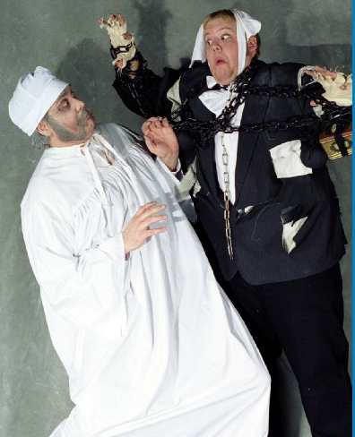 2002 - Scrooge (Hawke on left) cringes from Jacob Marley